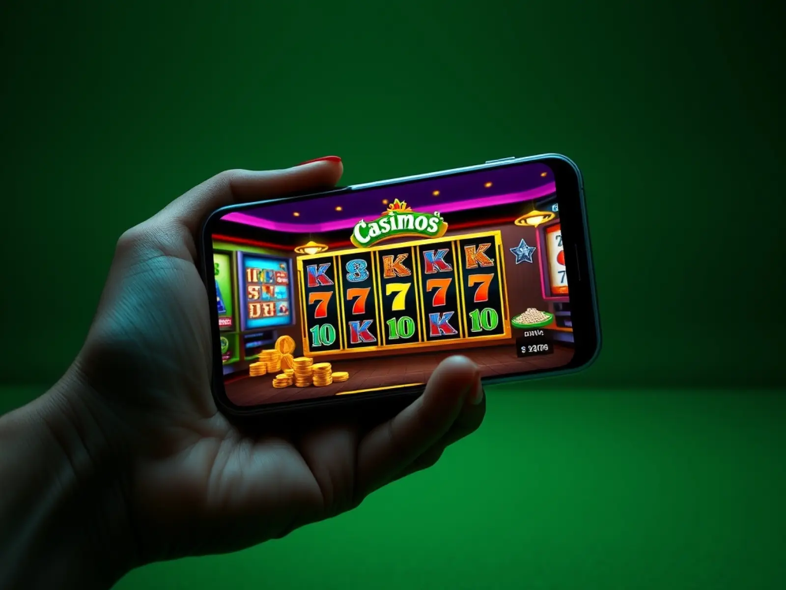 Smartphone mit geöffneter FS Casino Spielelobby im Browser